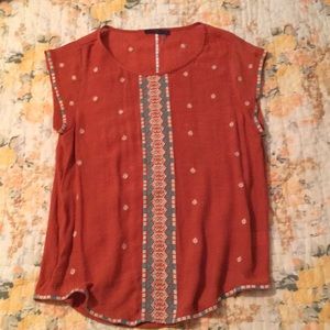 Embroidered Bohemian Scoop Neck Top
